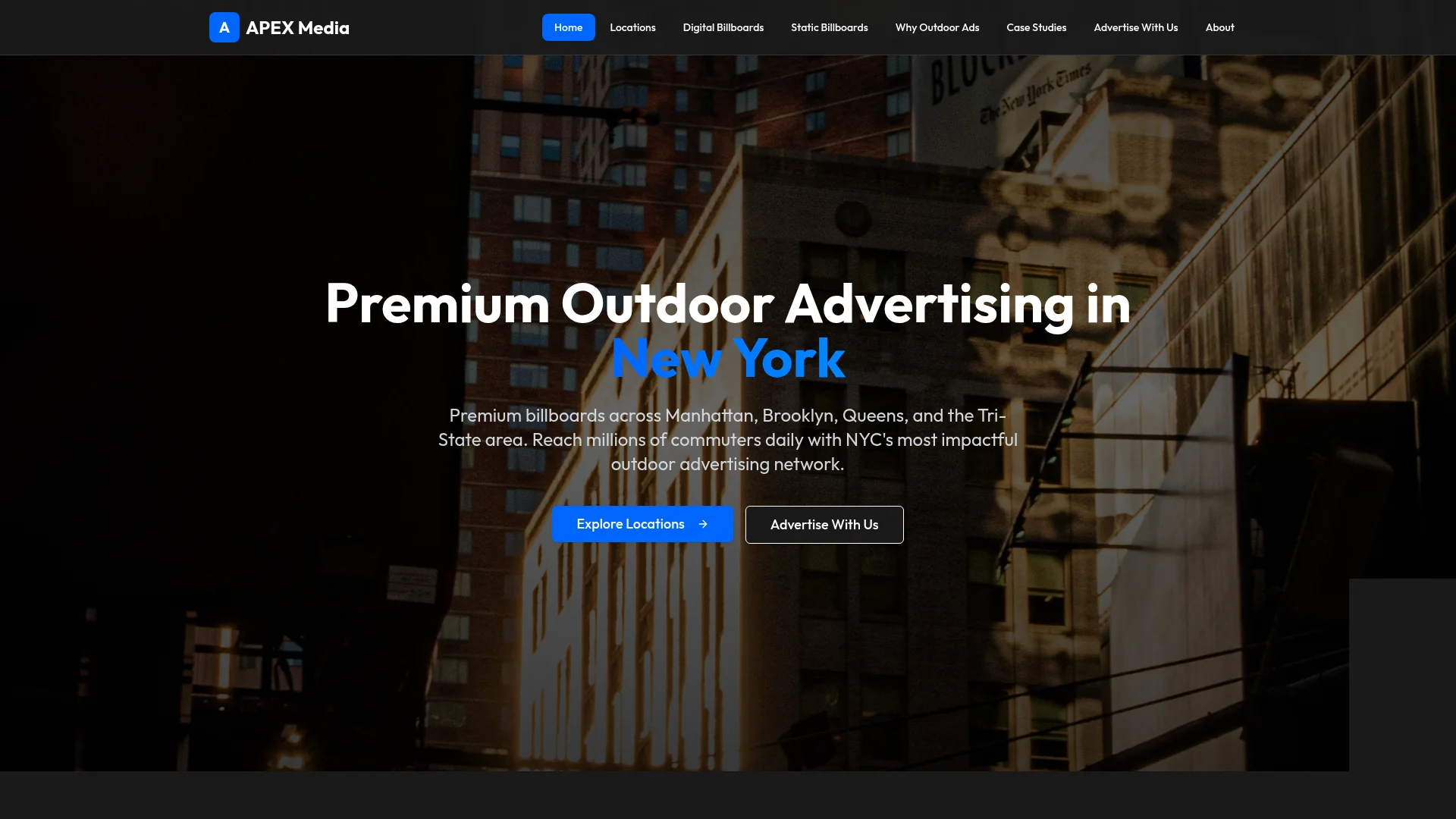 Apex Media website